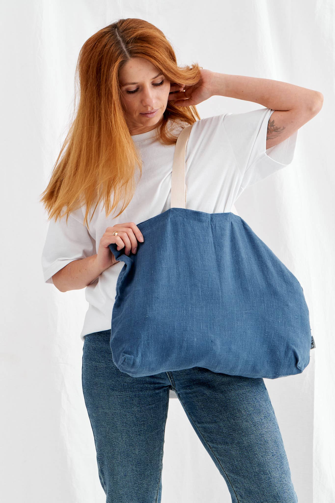 LATT - Wholesale Tote Bag - Unisex - Natural linen tote bag with pocket, large linen beach bag8