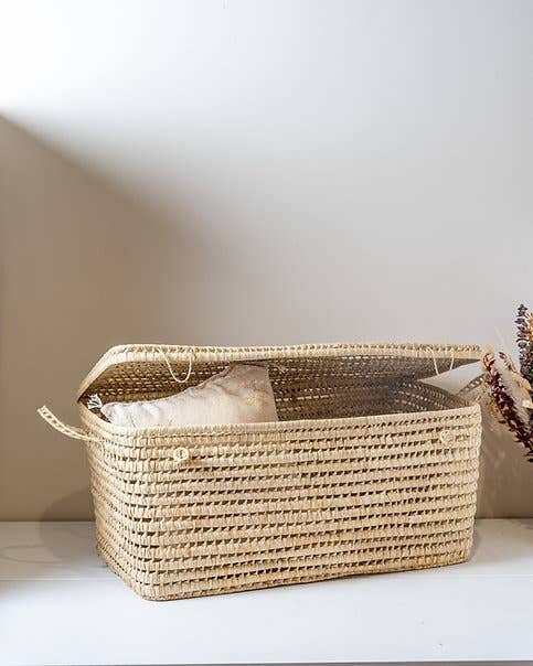 HandHappiness - Wholesale Basket - Wicker Storage Trunk - Storage Basket Palm Leaf1