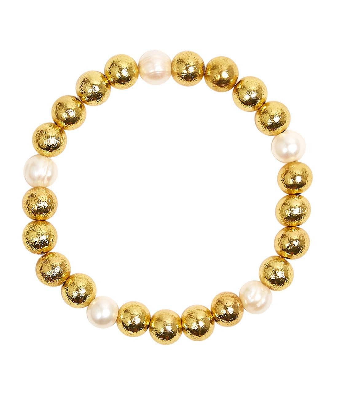 Lisi Lerch - Wholesale Beaded Bracelet - Georgia - Gold  & Freshwater Pearl Beaded Bracelet - WS6