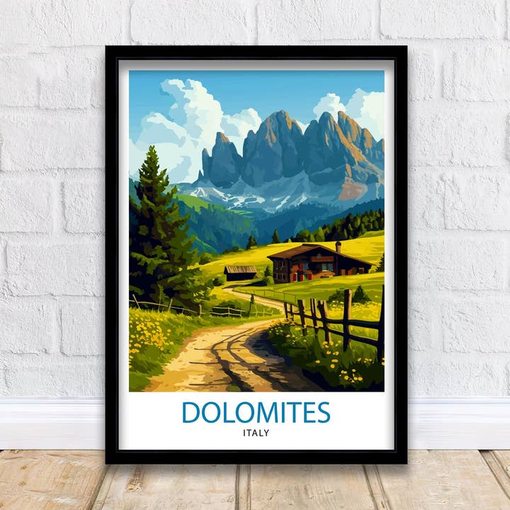 Dolomites Italy Travel Poster Dolomites Wall Art Dolomites Home Decor Italy Illustration Travel Poster Gift For Italy Lovers for wholesale by InkNPrintz