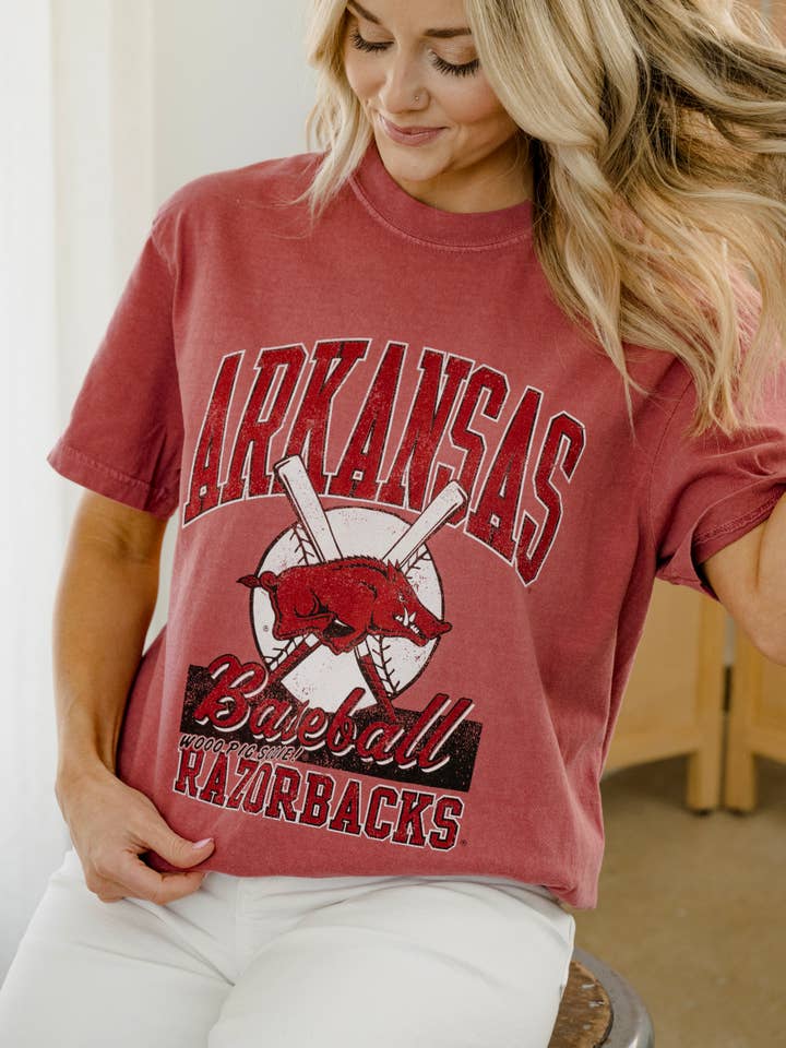 Arkansas Razorbacks Baseball Cardinal Comfort Colors Tee for wholesale by LivyLu