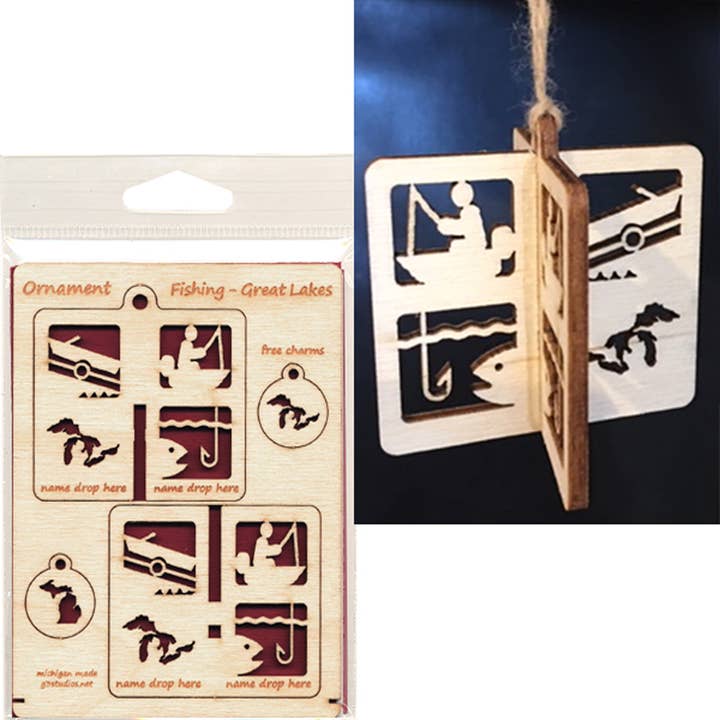 Small 3D Ornament Card - Fishing the Great Lakes for wholesale by G3 Studios
