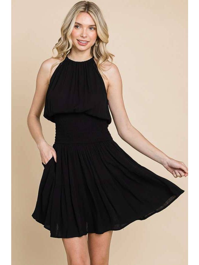 Culture Code - Wholesale Dress - Women's - CWD1568 - HALTER NECK TIERED MINI DRESS
