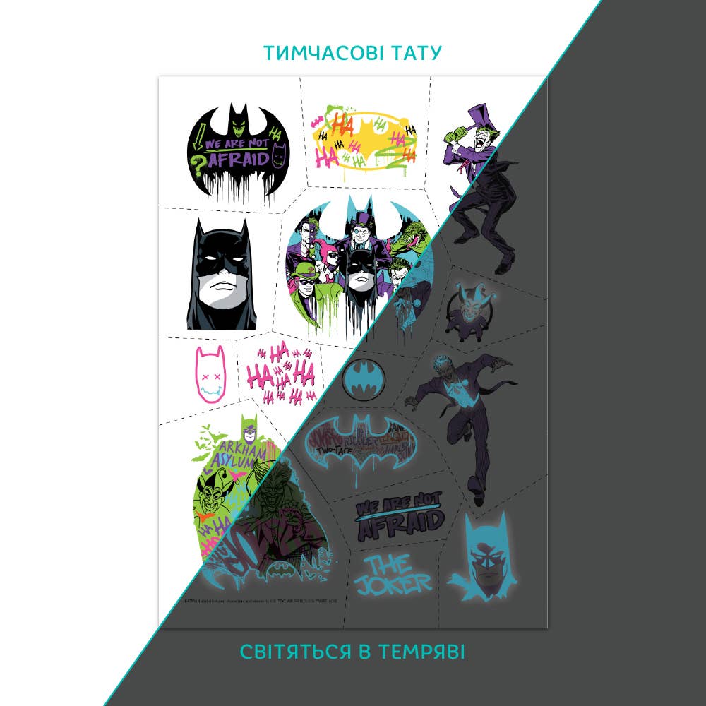DoDo Brand - Vente Tatouage temporaire – enfant - Set de tatouage lumineux temporaire pour enfants The Batman2