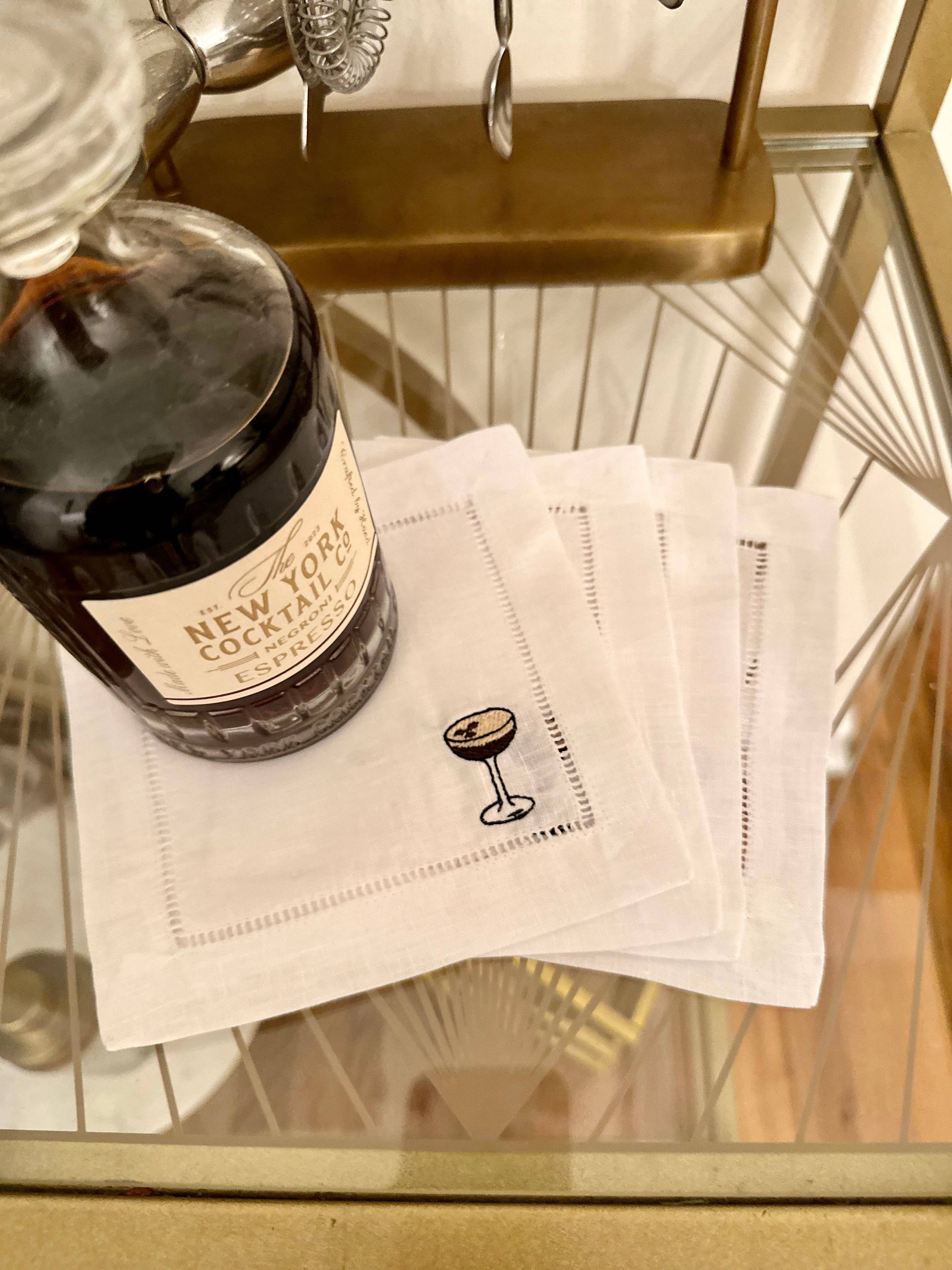 Winston & Waverly - Wholesale Dinner & Cloth Napkin - Espresso Martini Embroidered Cocktail Napkin Set of 41