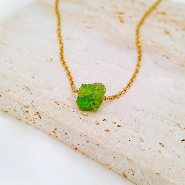 DAINTY RAW BIRTHSTONE NUGGET NECKLACE for wholesale by Avy + Tay