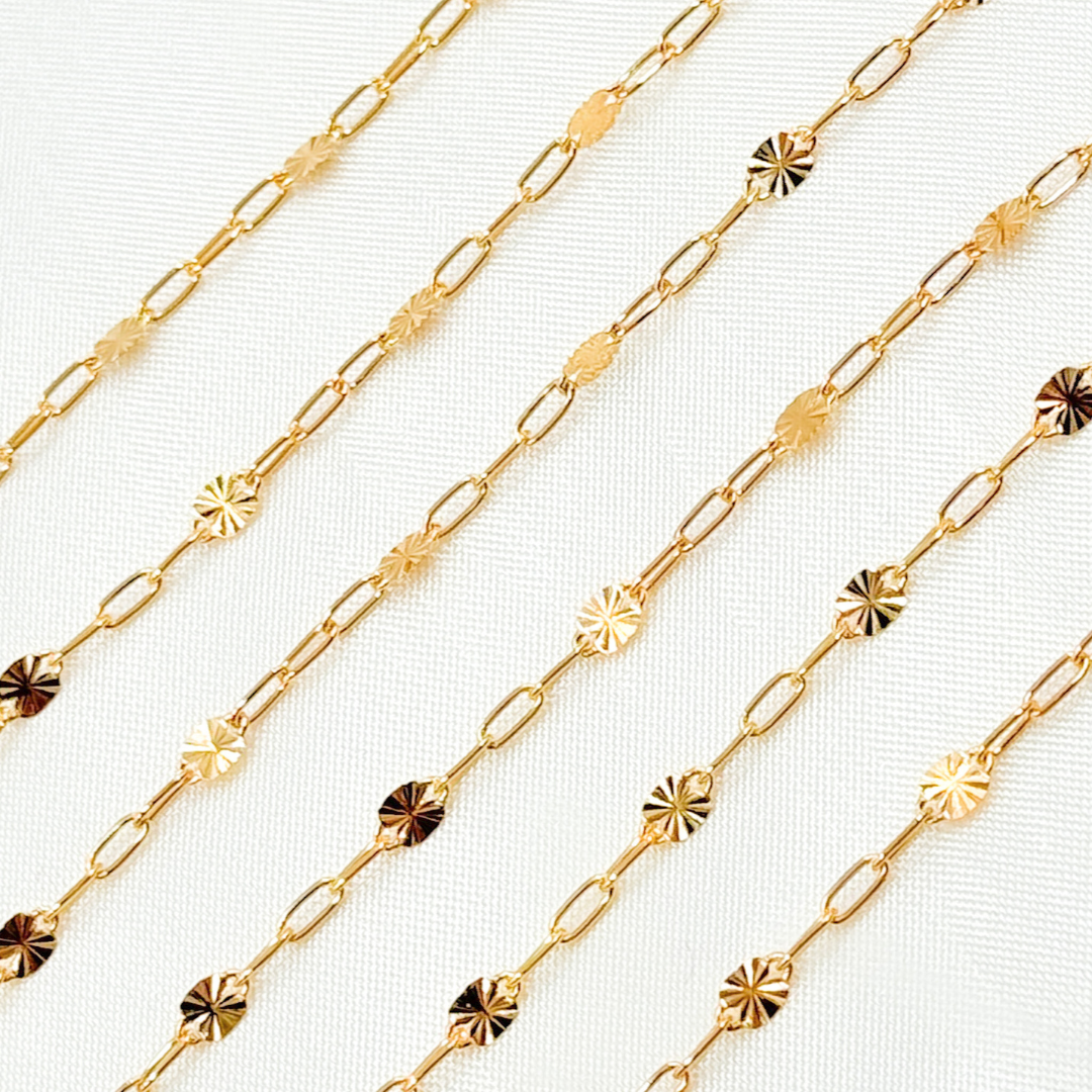 Jewels & Chains - Vente Collier maille et chaîne - V227GF. Chaîne en or rempli 14k avec maillons en trombone et maillons marina à facettes.2