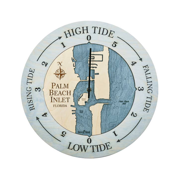Sea & Soul Nautical Chart Art - Wholesale Wall Clock - Florida East Coast Nautical Chart Tide Clock-Many Locations125