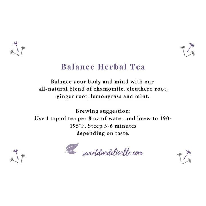 Sweet Dandelion, llc - Wholesale Loose Tea - Balance Herbal Tea1