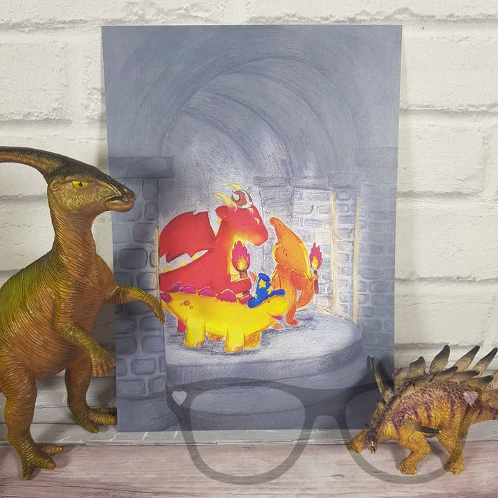 Art Print of DnD Dinosaurs "Lets go find the mystical donut" A4 for wholesale by Mini Geek Boutique