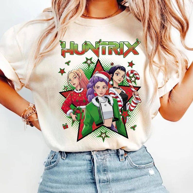 Black Kpop Huntrix Christmas Shirt, Kpop Demon Hunter Shirt, Saja  for wholesale on Faire0