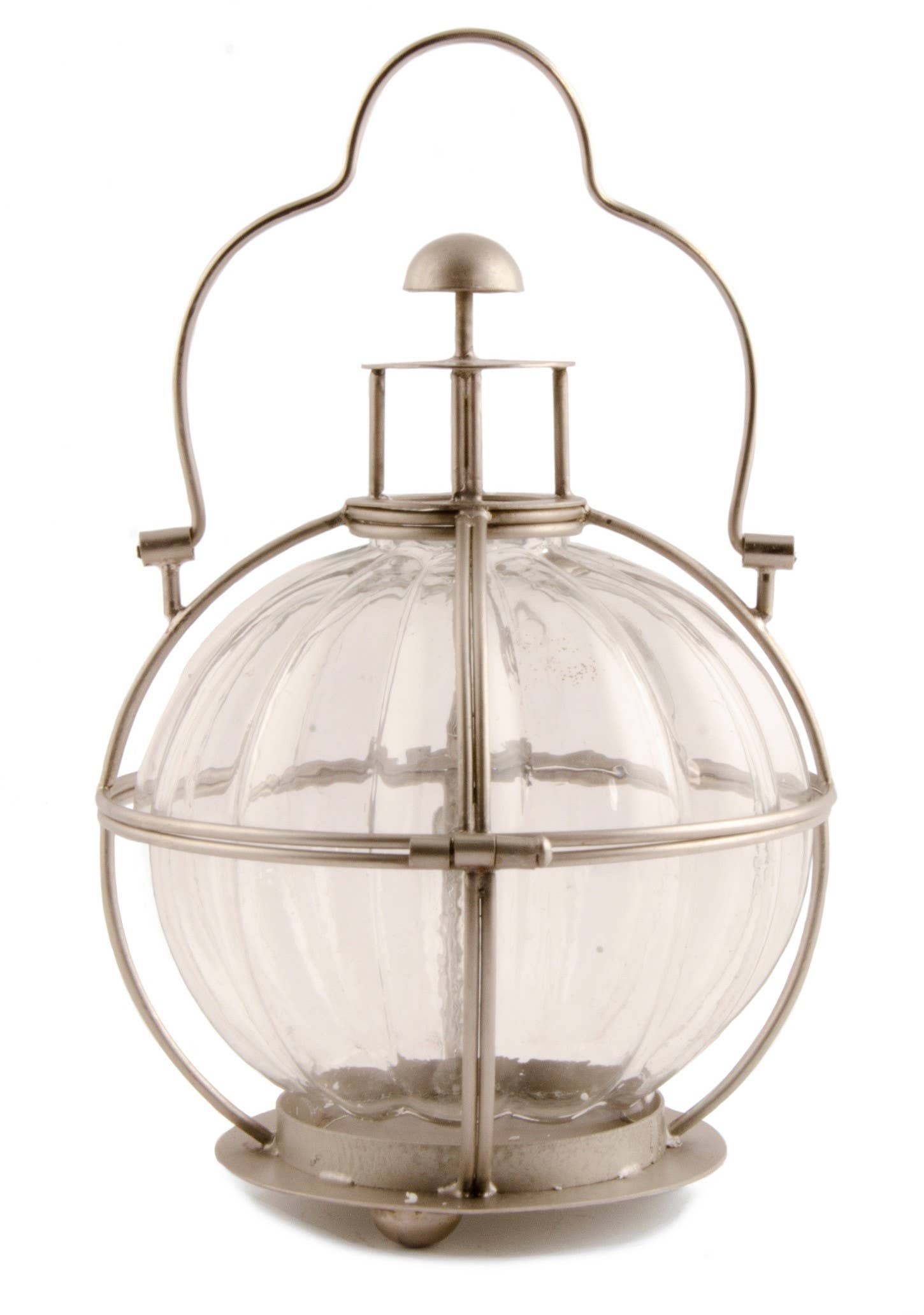 Namaste – wholesale Lantern – Glass Ball Lantern In Silver Finish Holder1