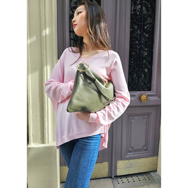 JULIA PARIS - Vente Sac porté épaule – femme - Sac porté épaule et bandoulière en cuir grainé avec anneaux4