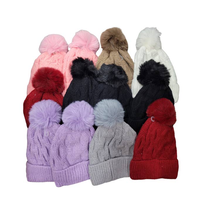 Berretto invernale da donna con pompon, cappello invernale per la vendita all'ingrosso da parte di ZKY Wholesale