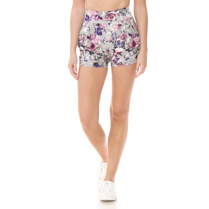 Pantaloncini Harem con stampa a vita alta morbidi e burrosi per la vendita all'ingrosso da parte di Leggings Depot