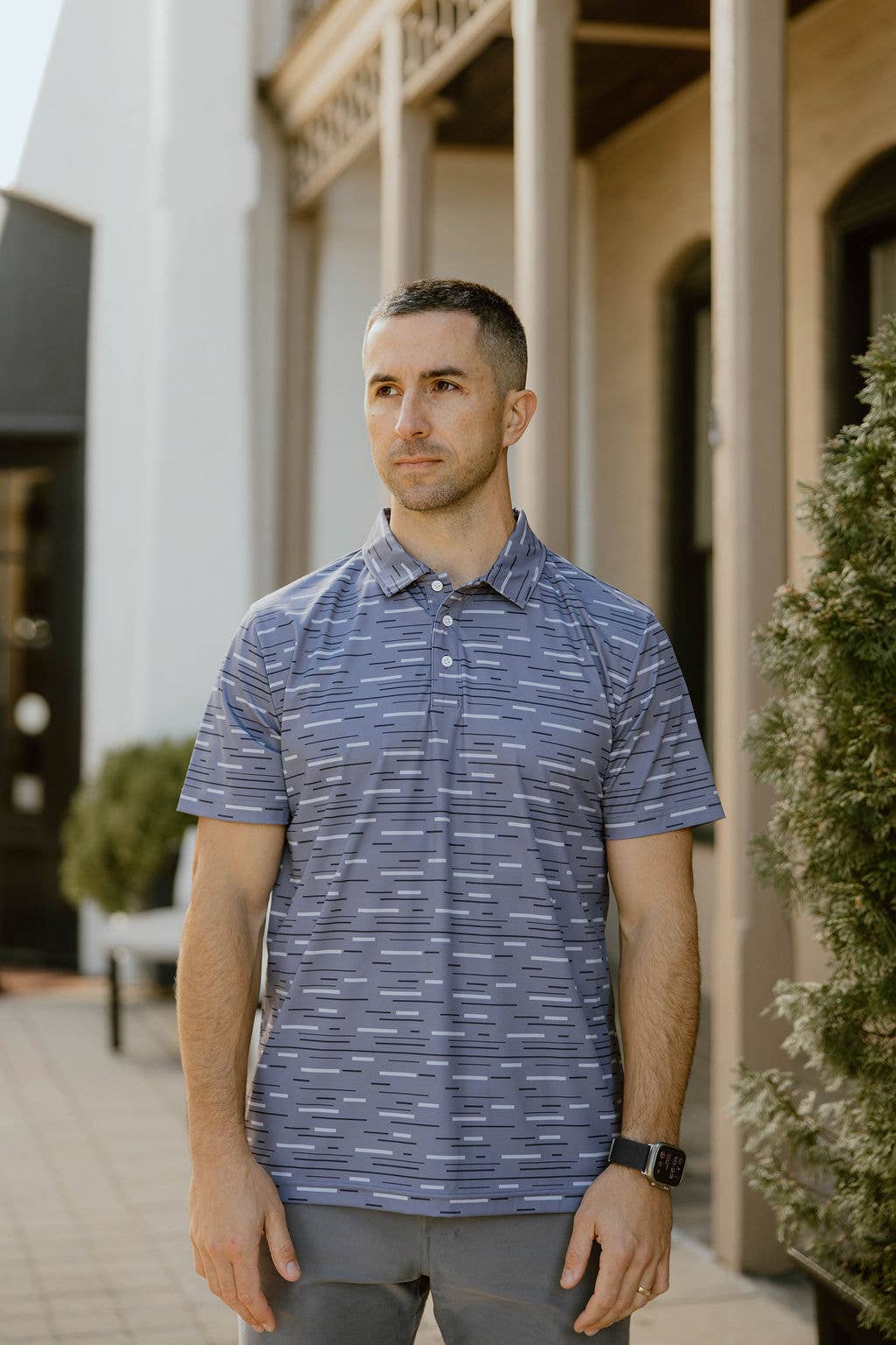 JD Buck - Wholesale Shirt - Men's - Grey Dashes Polo1