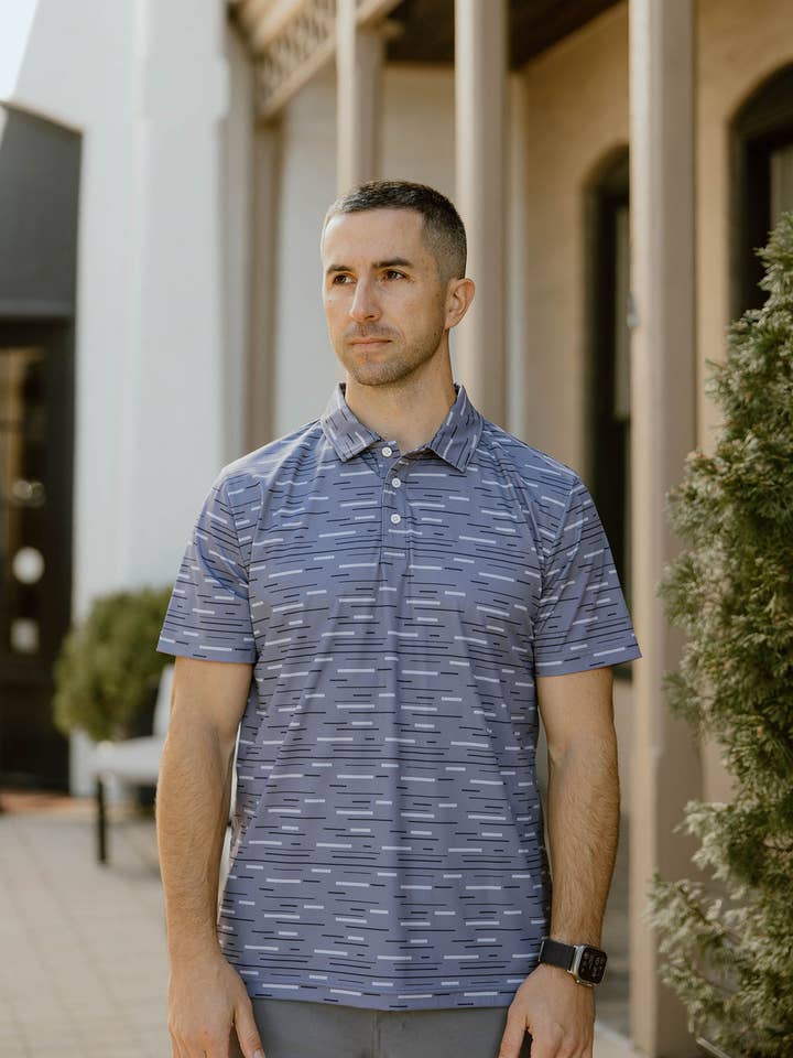 JD Buck - Wholesale Shirt - Men's - Grey Dashes Polo1