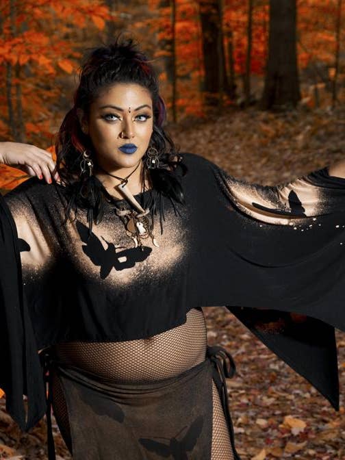 Wings of Sin - Wholesale Poncho - Women's - Eclipse of Moths Batwing Edgy Poncho Capelet