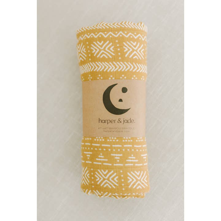 Bambus Muslin Swaddle - Sennep Mudcloth for engroshandel hos harper and jade