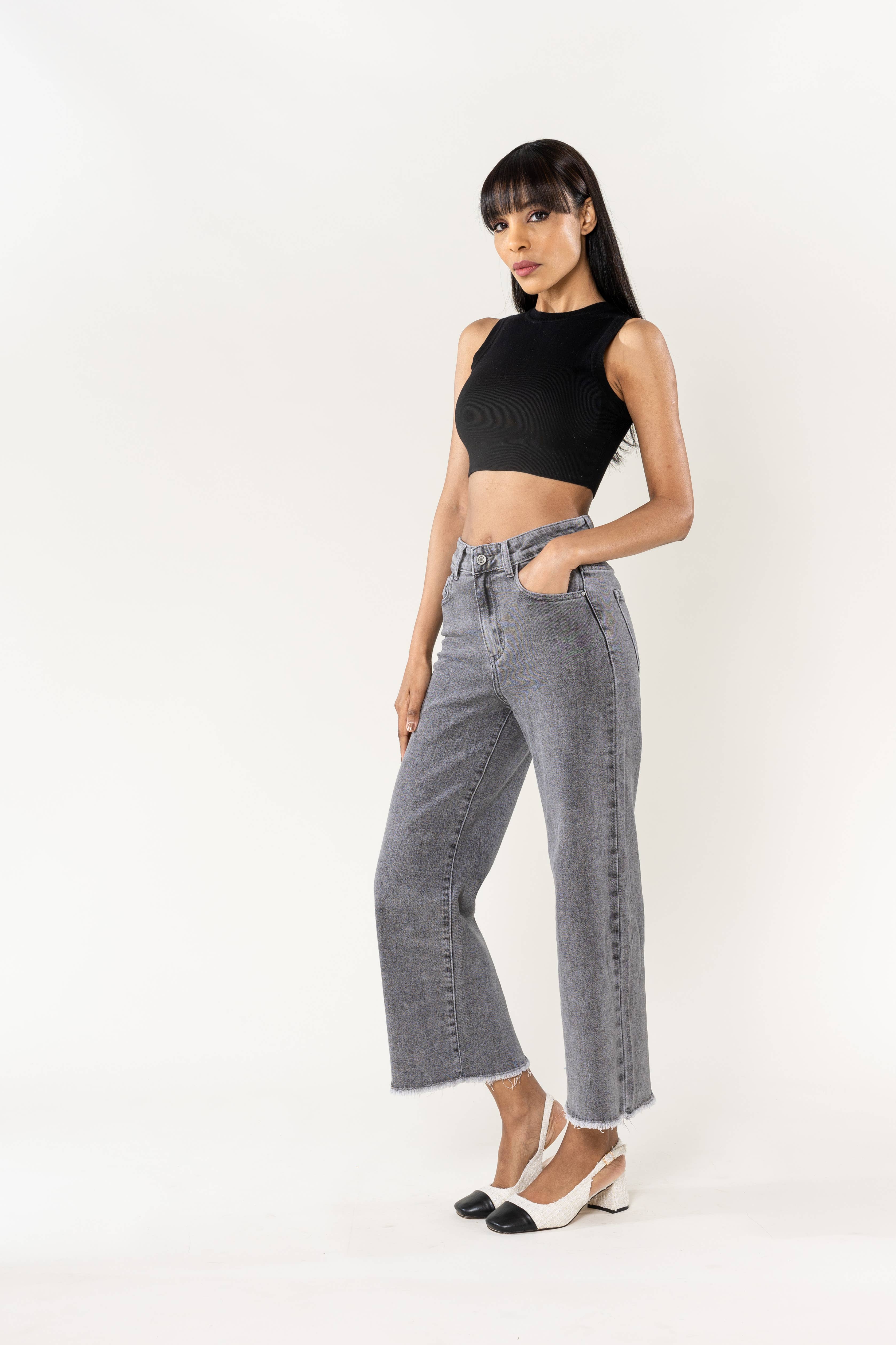 Nina Carter – Engroshandel Jeans - Dame – Nina Carter flare cropped jeans med frynset kant og stretch6