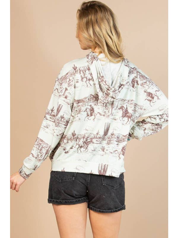 PICTACHIO/MARRONE CHIARO FELPA CON CAPPUCCIO APERTA SUL DAVANTI AV1261-RILEY WILD WEST in vendita all'ingrosso su Faire7