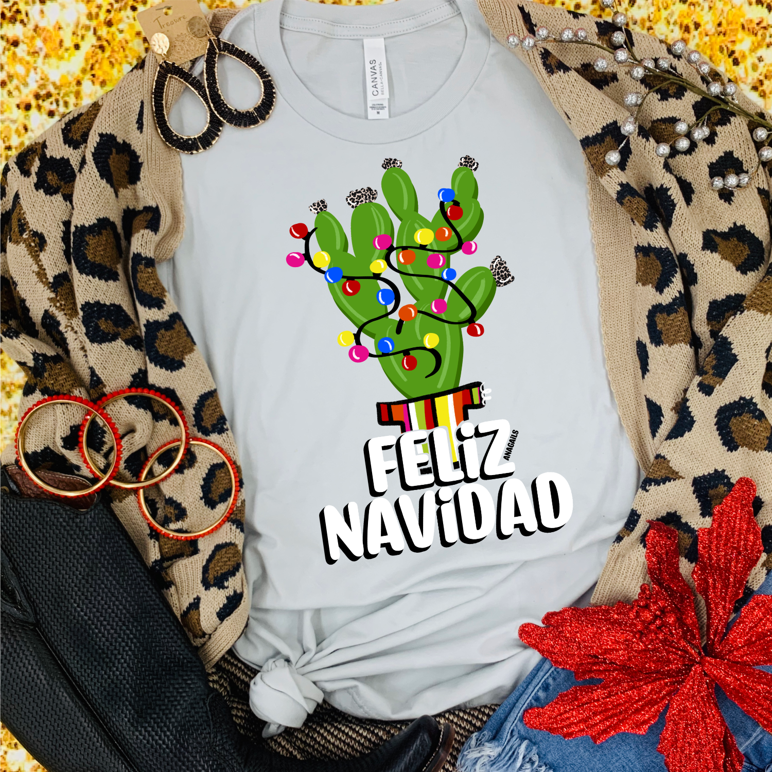 Anagails - Wholesale Screen Printed T-Shirt - Women's - Feliz Navidad3