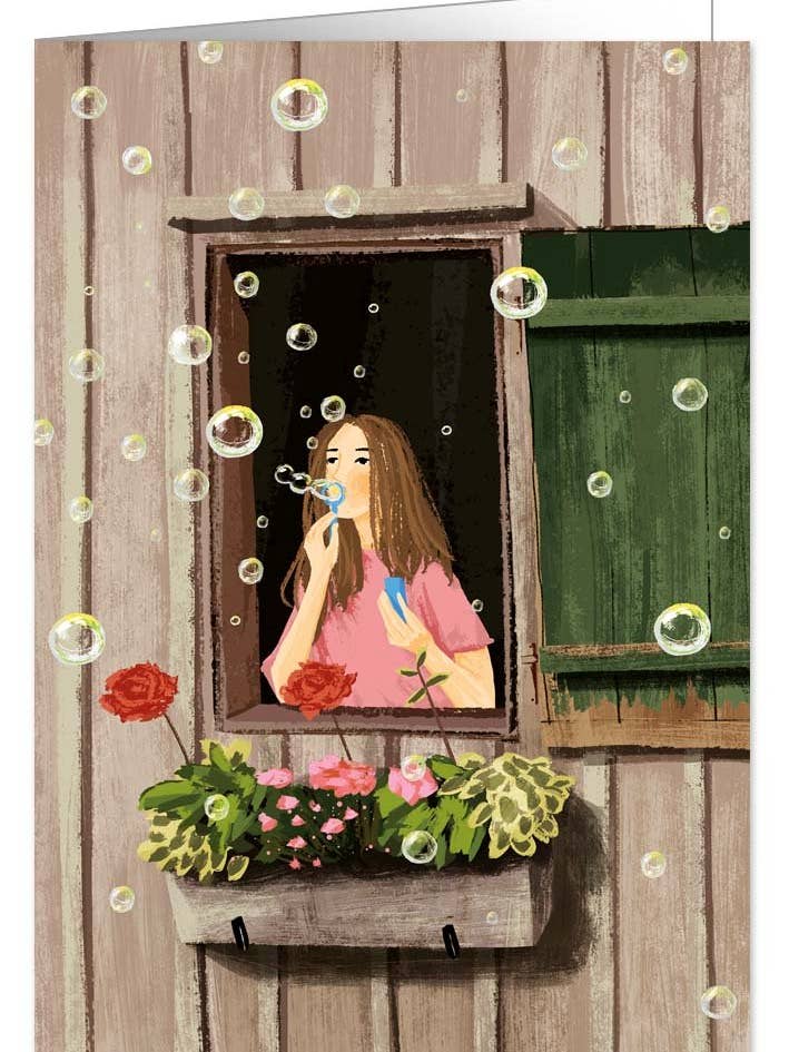 Girl blowing soap bubbles, 1971 for wholesale by Actetre Deutschland Gmbh