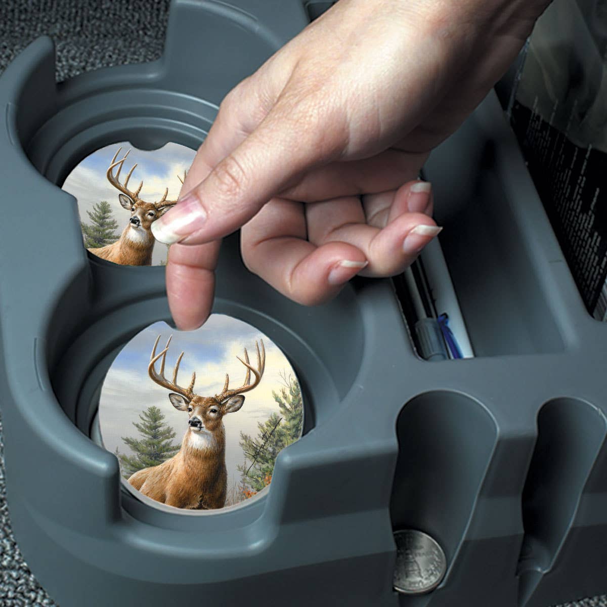 CounterArt/Highland Home/Thirstystone/CoasterStone – Base de copos para carro – Unissexo por atacado – Montanha de carro absorvente de luz matinal 1 Pk3