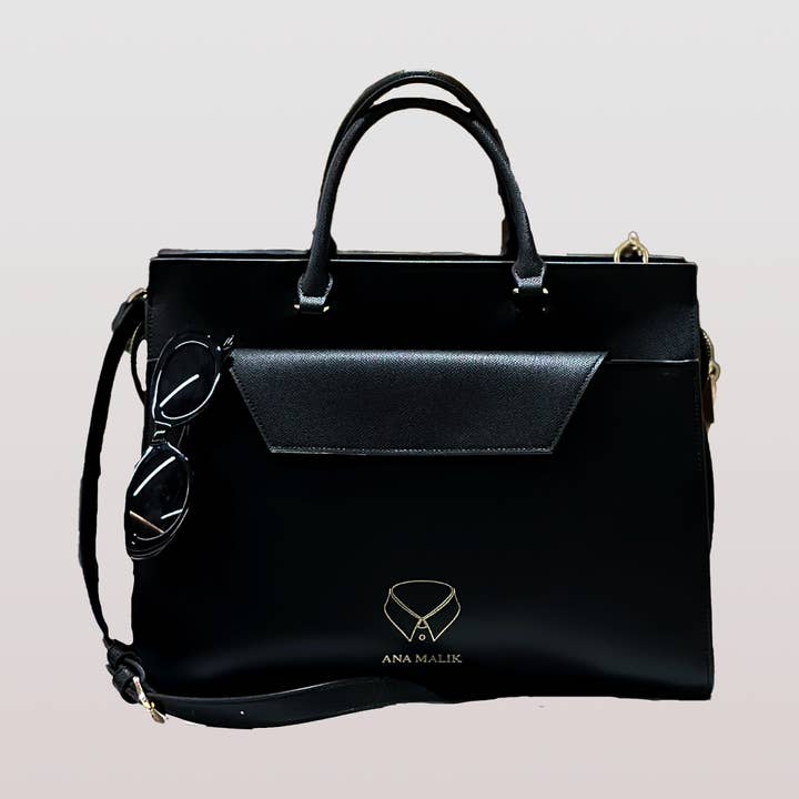 ANA MALIK Große Mansa Ledertasche - Schwarz für den Großhandel von Ana Malik LLC