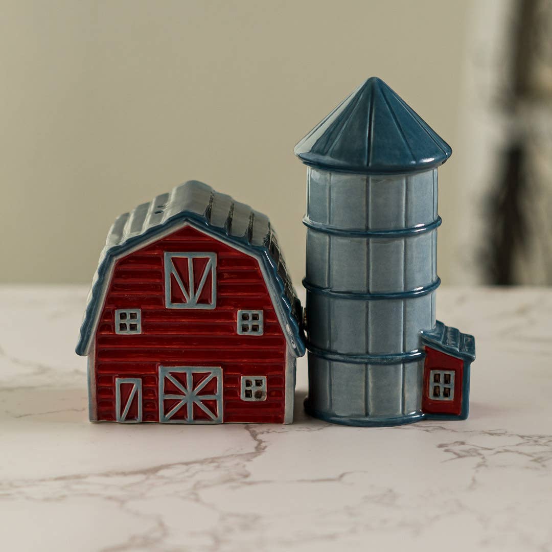 Pacific Trading - Vente Ensembles salière et poivrière - Ensemble salière et poivrière en céramique Grange et silo de campagne6