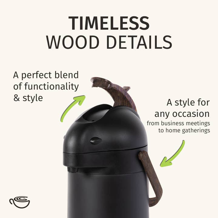 Cresimo - Wholesale Carafe - Cresimo 3L Thermal Coffee Airpot with Wood Trim