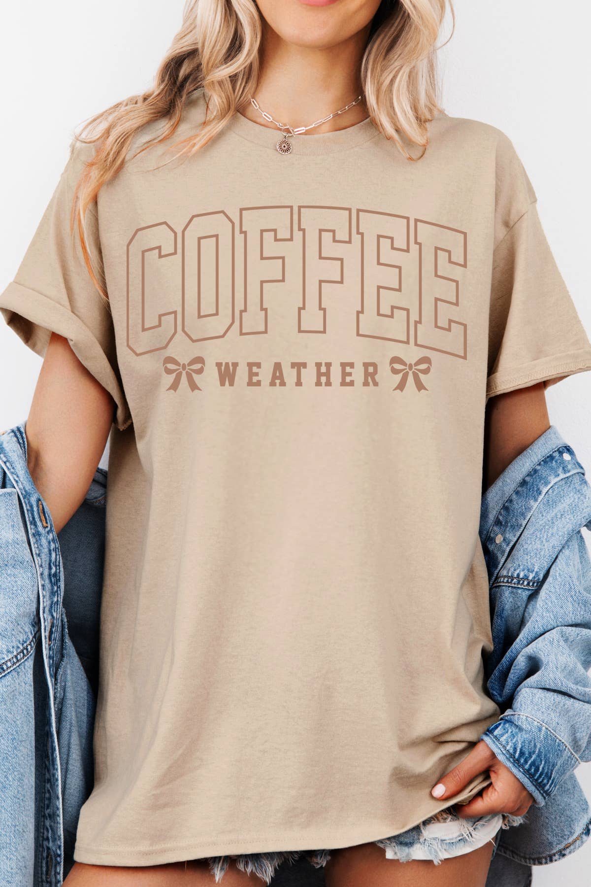 Amused by Blue - Wholesale Screen Printed T-Shirt - Women's - Women Coffee Graphic Print Short Sleeve Loose Top5