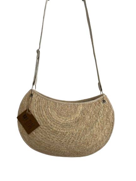 Straw bag more rigid than wicker, Croissant bag for wholesale by Medway Eco Sourcing
