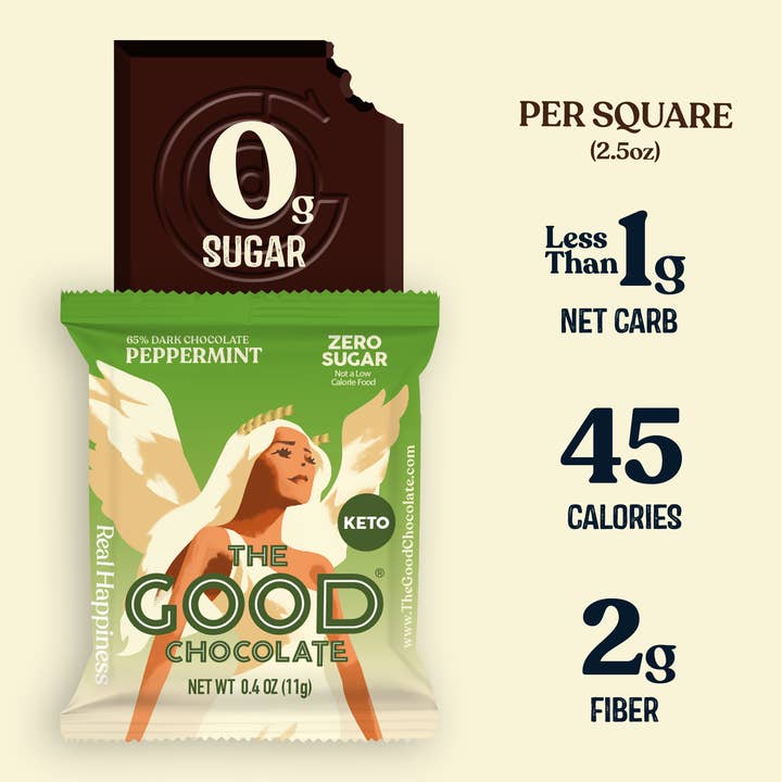 The Good Chocolate - Venta al por mayor Chocolate - Cuadrado de chocolate menta/0.4 oz