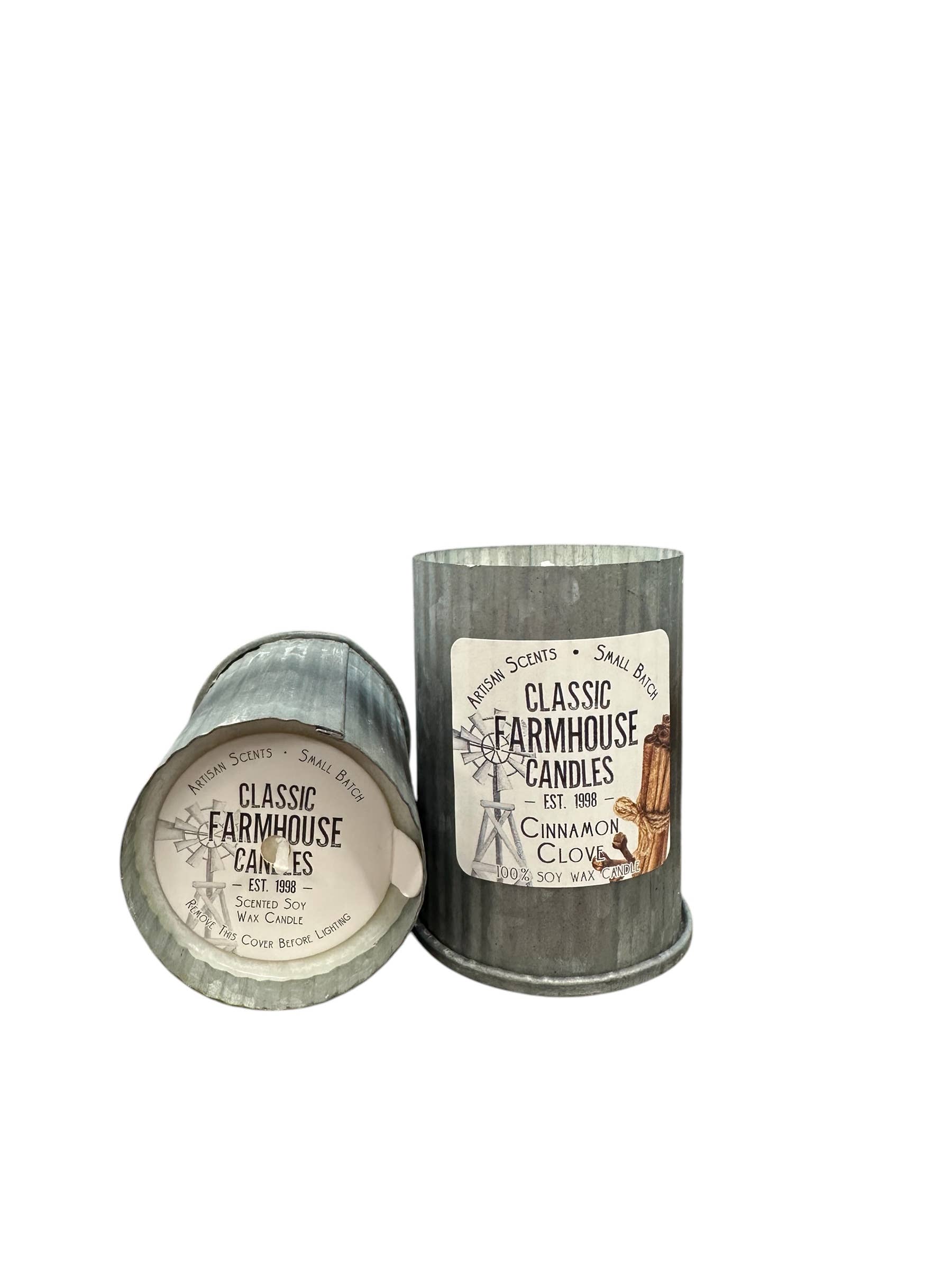 Classic Farmhouse Candles – wholesale Burkljus – NYHET! Liten sojaljus i plåtburk - Kanel och kryddnejlika0