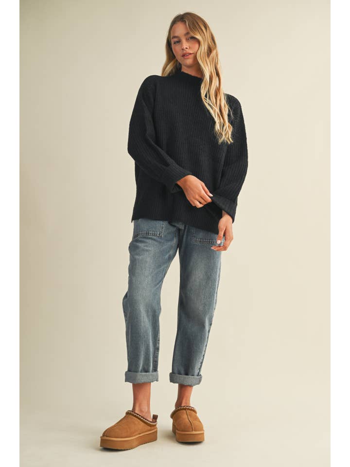 Mustard Seed - Wholesale Knit Sweater - Women's - MOCK NECK OVERSIZED SWEATER TOP11