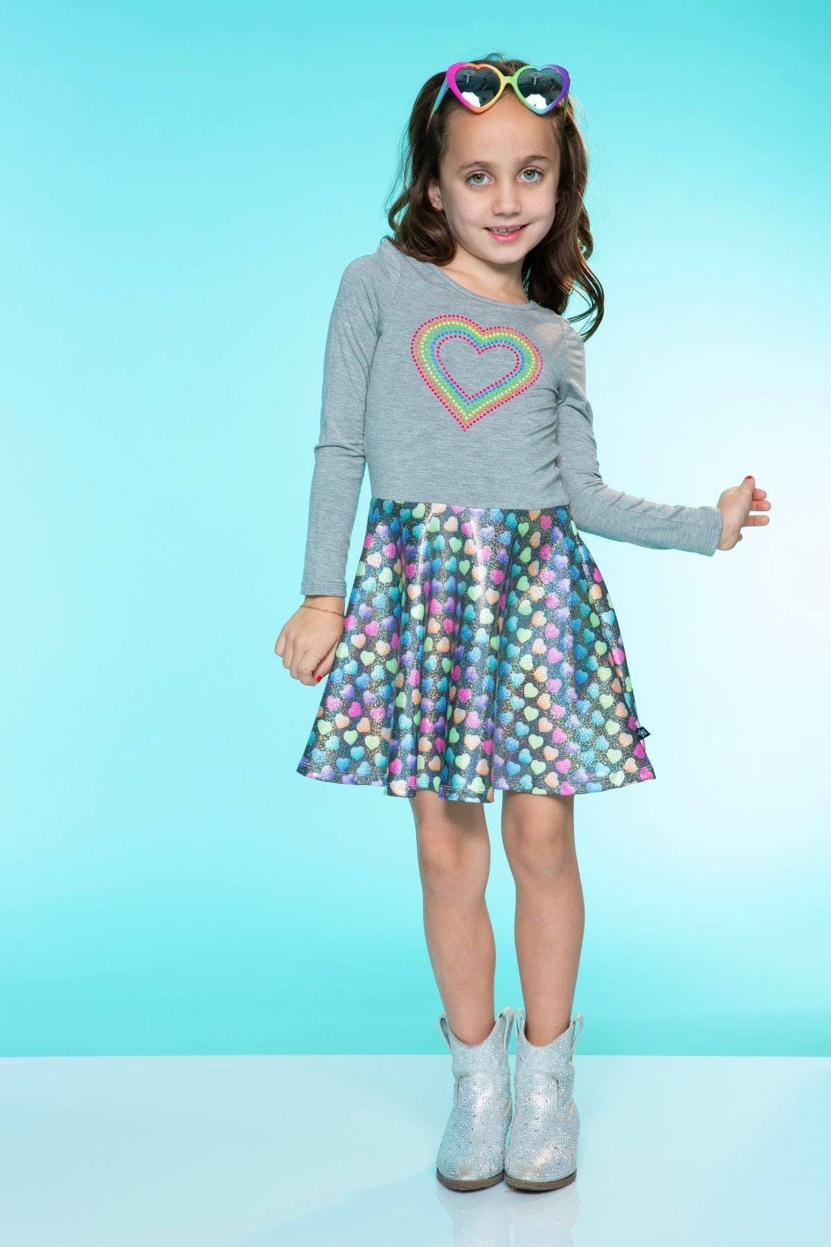 Rhinestone Candy Heart Specialty Long Sleeve Skater Dress for wholesale on Faire1