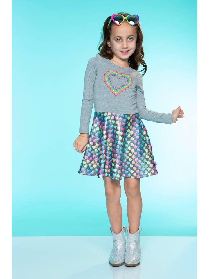 Rhinestone Candy Heart Specialty Long Sleeve Skater Dress for wholesale on Faire1