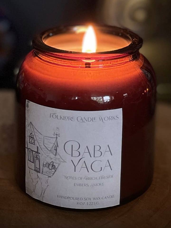 Baba Yaga || 8 oz. Folklore Themed Candle | Campfire Scent for wholesale by Folklore Candle Works
