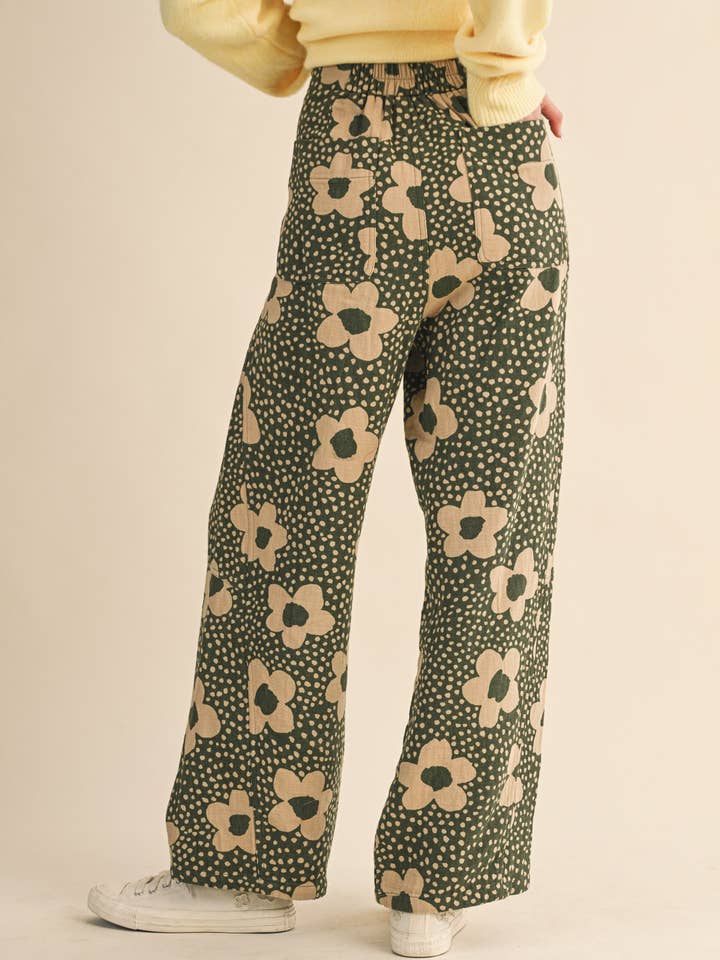 &MERCI - Wholesale Pants - Women's - FLORAL PRINT HIGH WAISTED PANTS MP421423