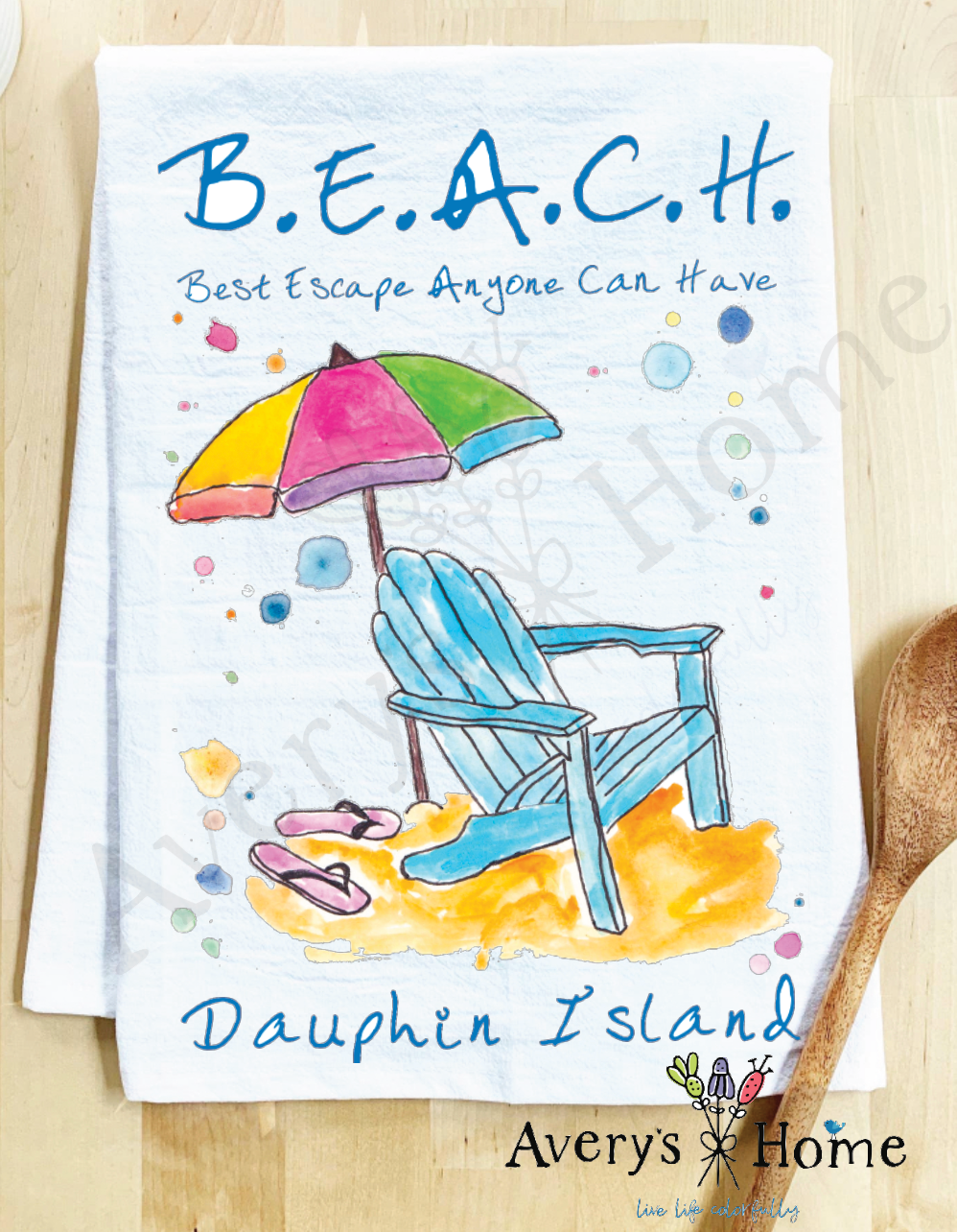 Avery's Home - Wholesale Tea Towel - Beach Vacation Souvenir Customizable Tea Towel2