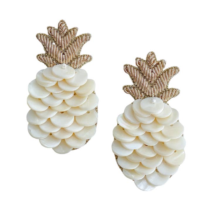 Maui Pineapple Seashell Earrings for wholesale by Gaby & Grace