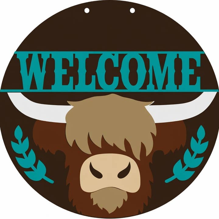 Welcome Highland Cow Door Hanger DiY for wholesale by Kate's Blanks