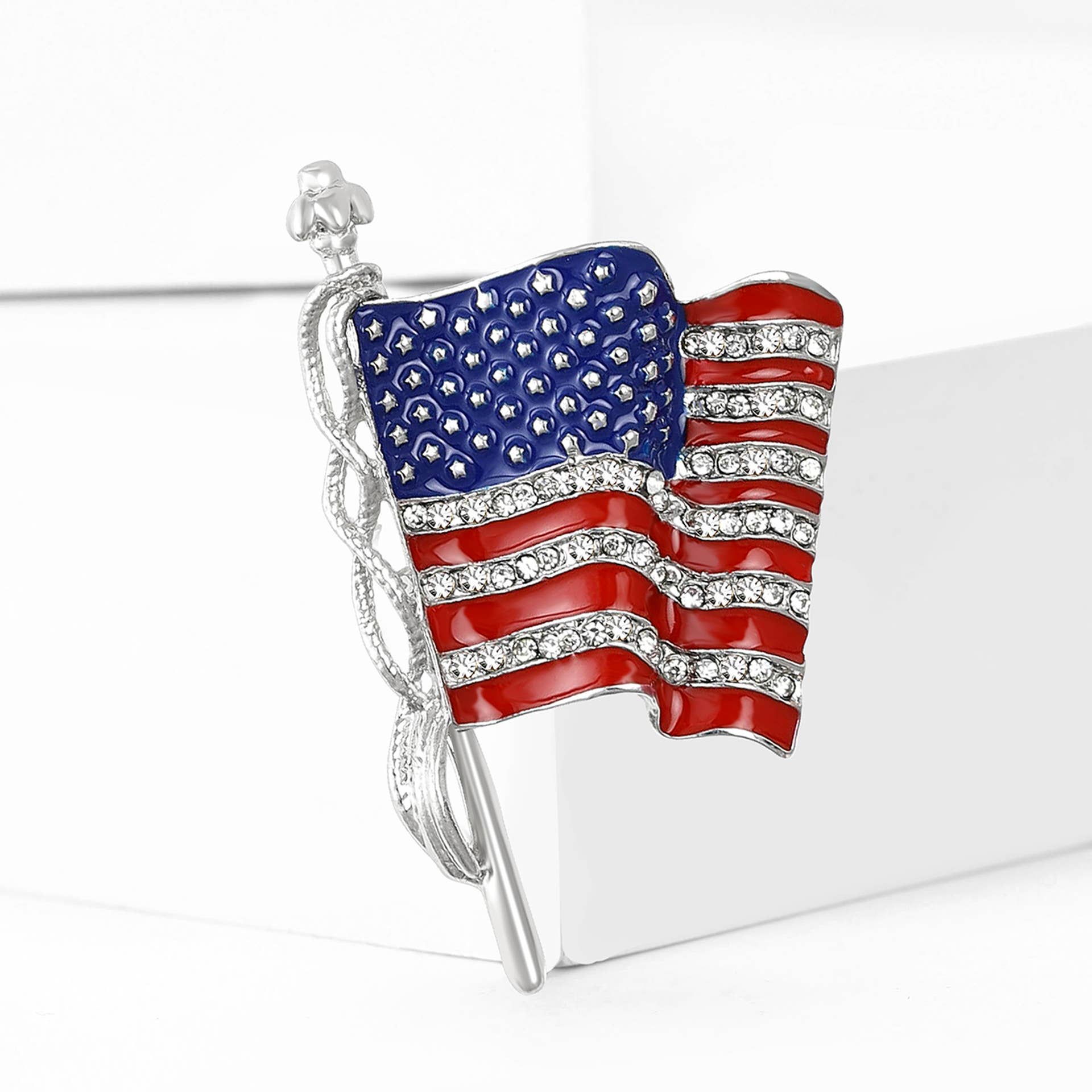 Tourtiwi - Wholesale Brooch - Alloy Enamel Rhinestone American Flag Brooch0