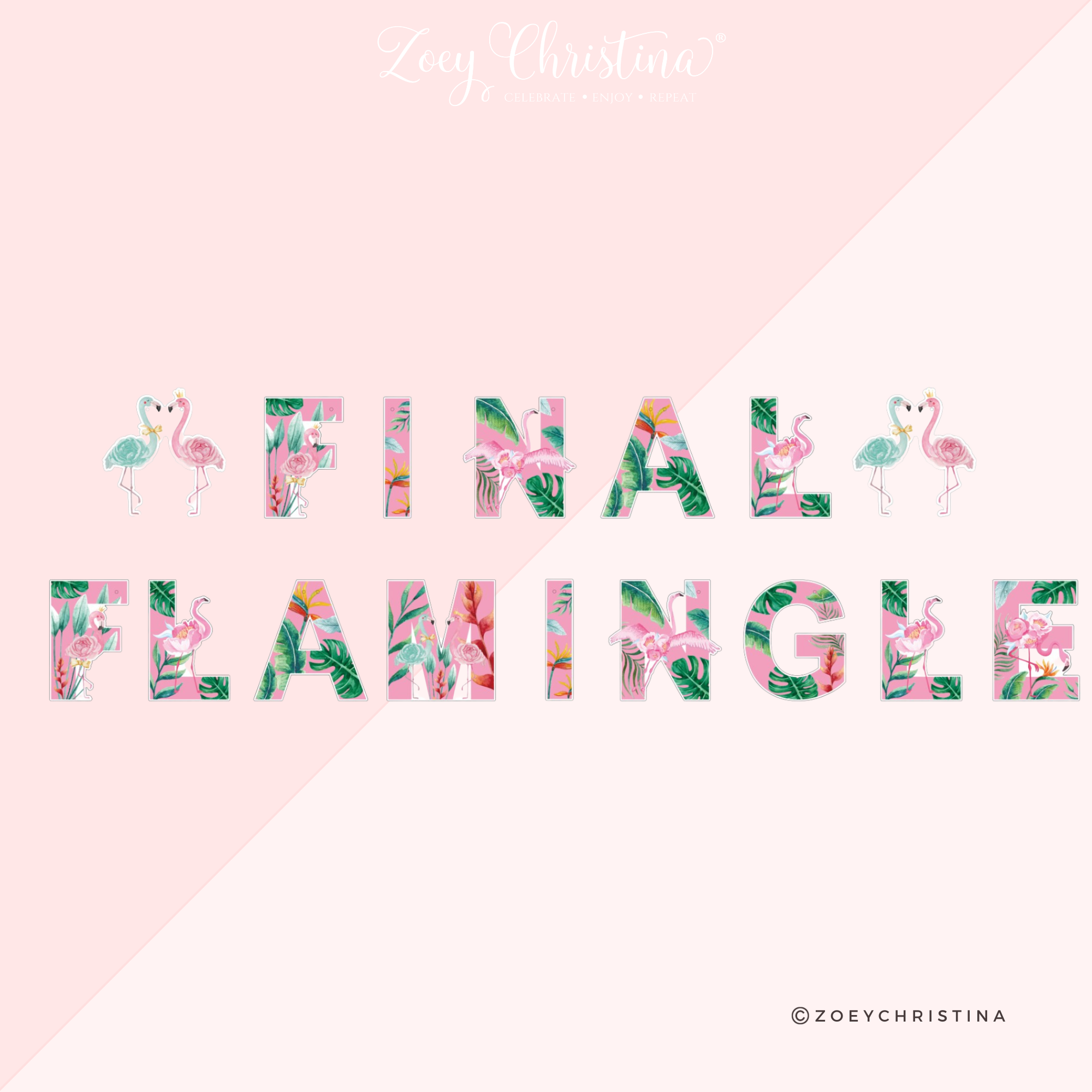 Zoey Christina - Wholesale Party Sign/Banner - FINAL FLAMINGLE Flamingo Banner – Perfect for Tropical Bach0