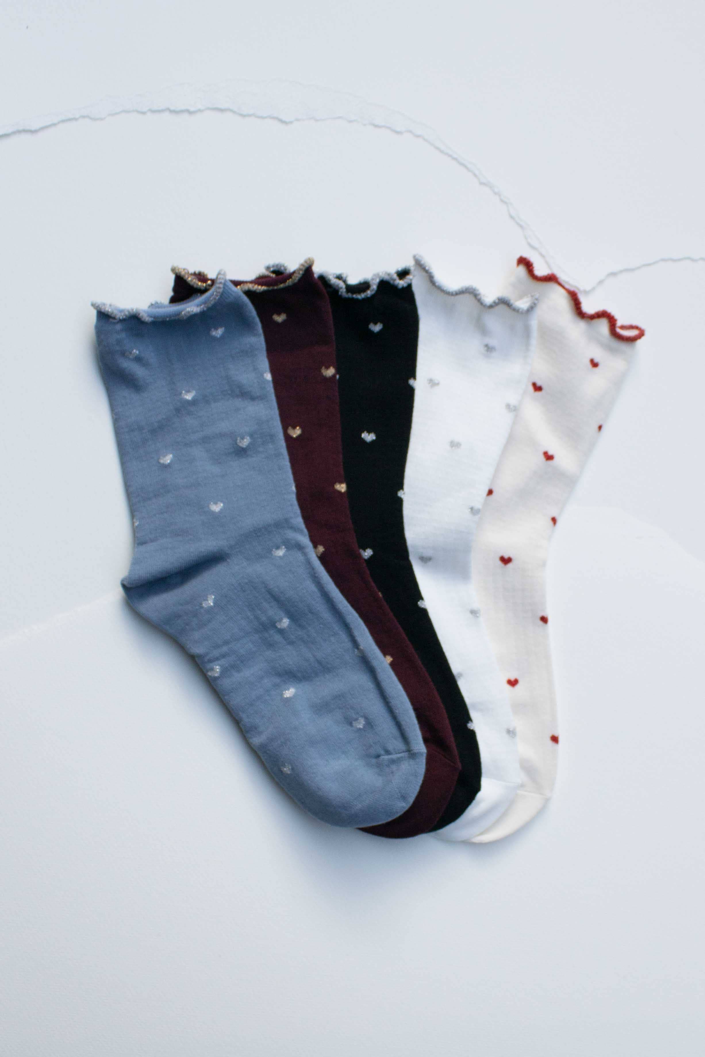 Tiepology - Wholesale Socks - Women's - Mini Heart Ruffle Cotton Blend Socks11