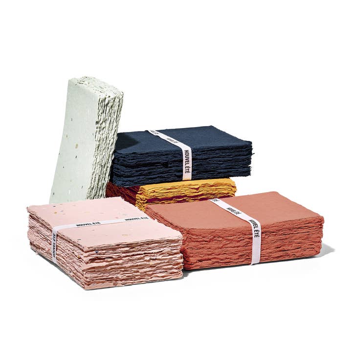 NOUVEL ÉTÉ - Wholesale Stationery/Notecard Set - 5 handmade papers & envelopes Terrazzo Jade5