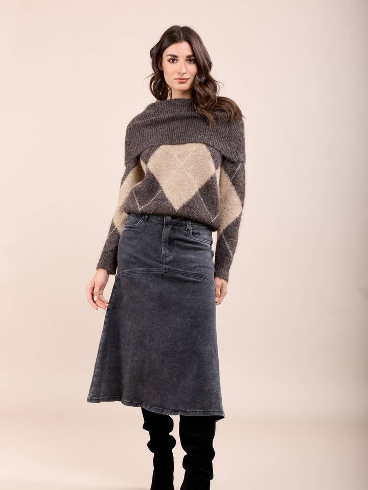 Toxik3 jupe longue en jean gris foncé for wholesale by Toxik3