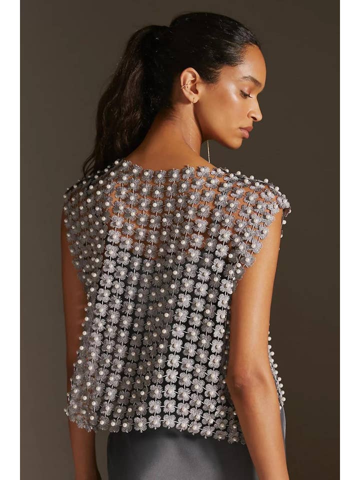 SAACHI - Wholesale Blouse - Women's - Floral Shell Pearl Capelet20