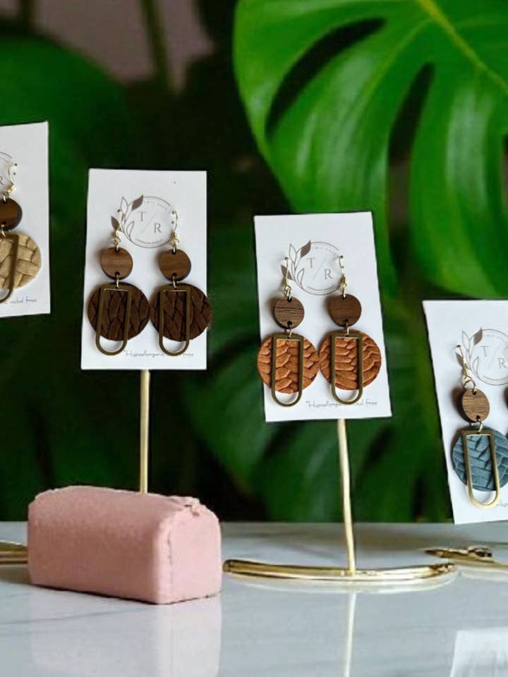 Blake| Genuine leather with wood and brass-New colors! for wholesale by Twig & Rue boutique